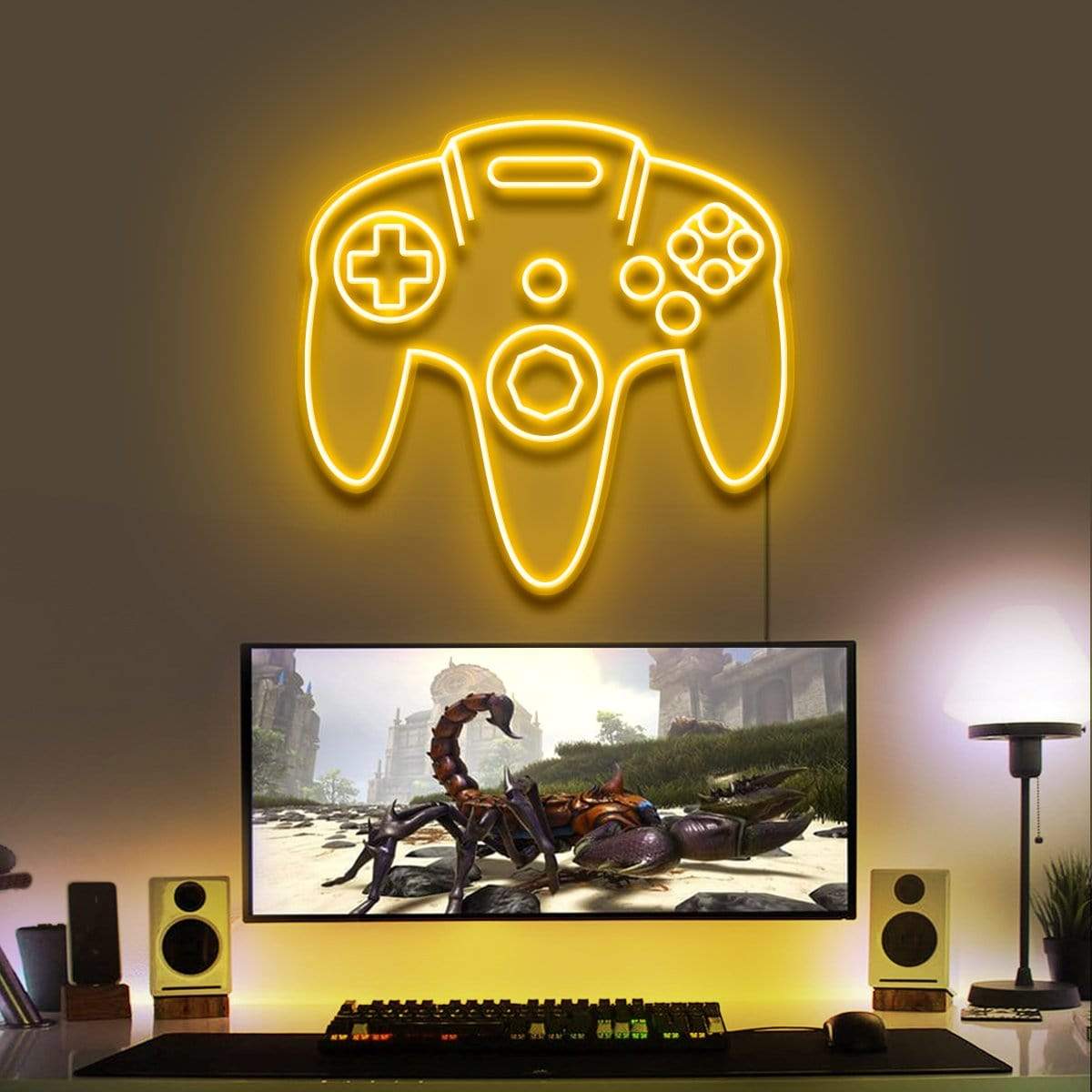 "N64 Controller" Gaming Neon Sign 60cm/2ft / Yellow / LED Neon by Neon Icons