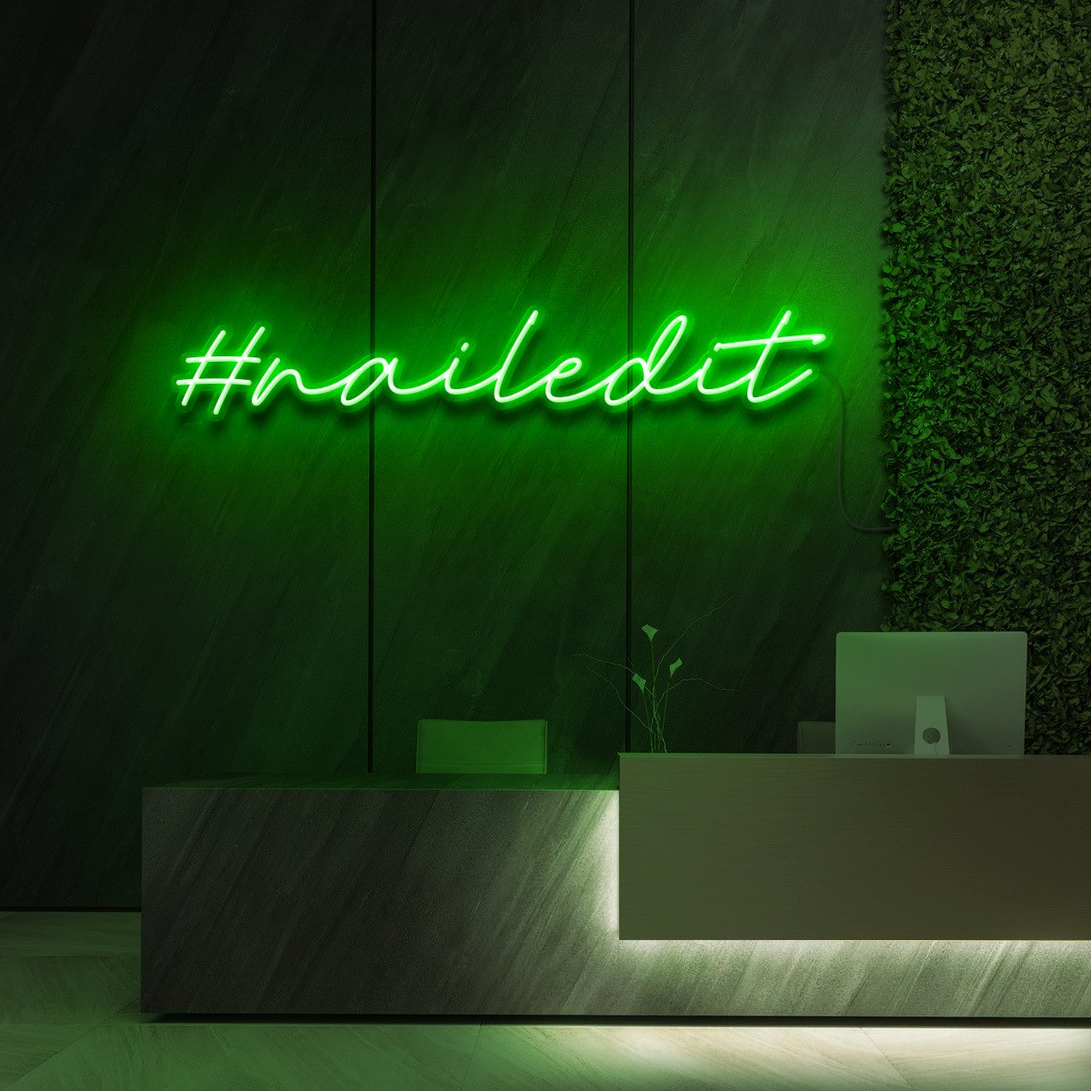 "#NailedIt" Neon Sign for Beauty & Cosmetic Studios 90cm (3ft) / Green / LED Neon by Neon Icons