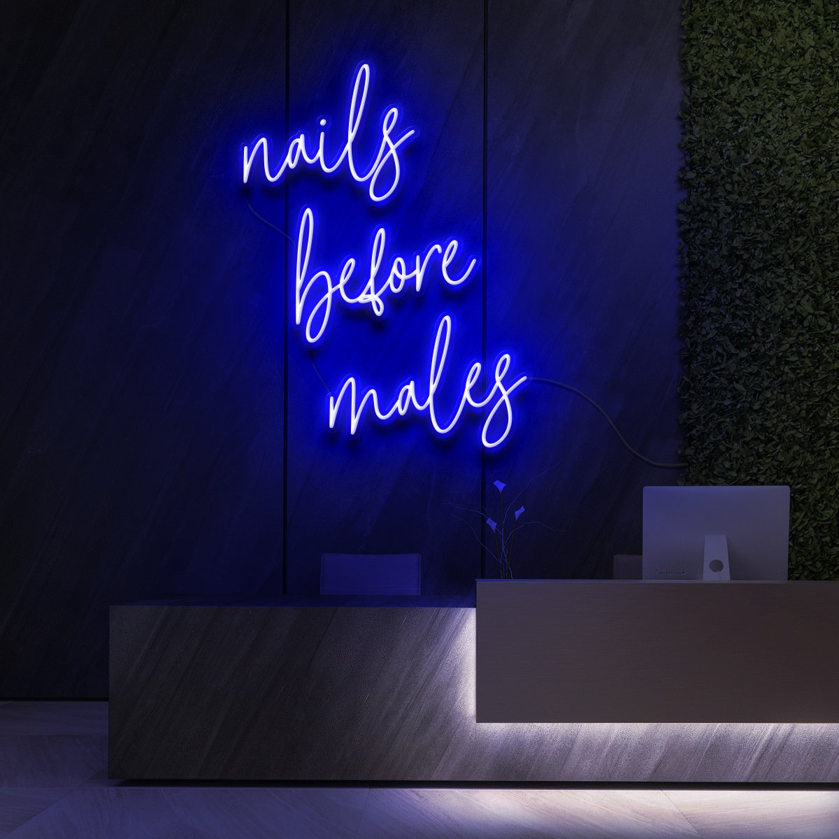 "Nails Before Males" Neon Sign for Beauty & Cosmetic Studios 60cm (2ft) / Blue / LED Neon by Neon Icons