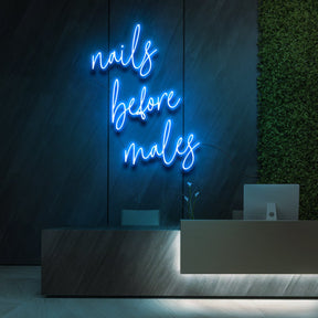 "Nails Before Males" Neon Sign for Beauty & Cosmetic Studios 60cm (2ft) / Ice Blue / LED Neon by Neon Icons