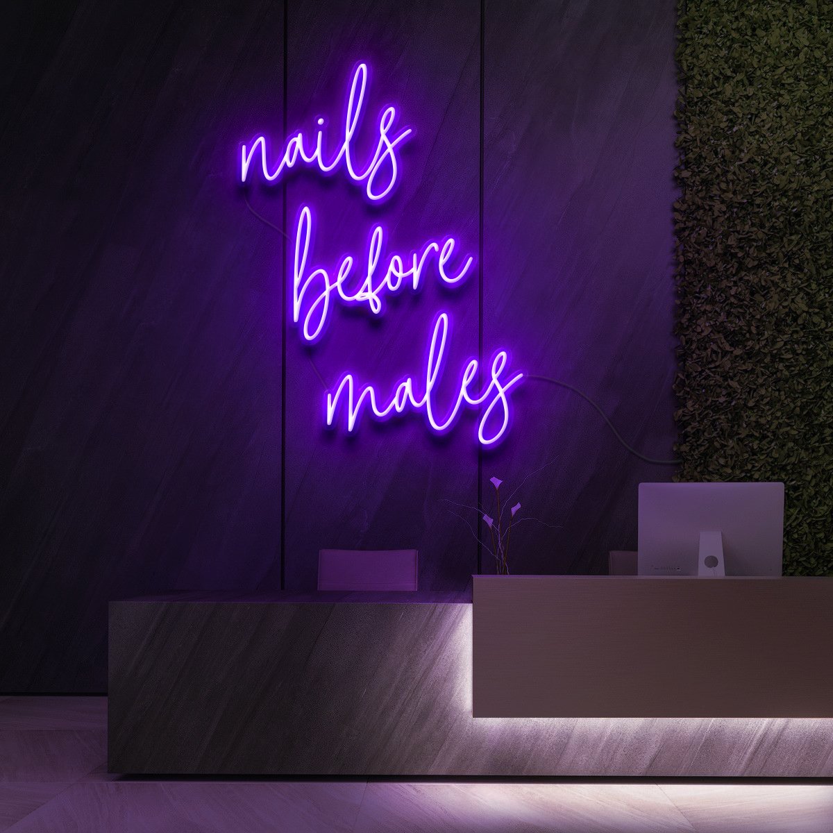 "Nails Before Males" Neon Sign for Beauty & Cosmetic Studios 60cm (2ft) / Purple / LED Neon by Neon Icons