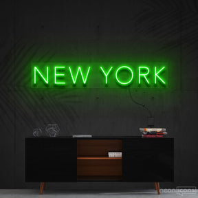 "New York" Neon Sign 60cm (2ft) / Green / Cut to Shape by Neon Icons