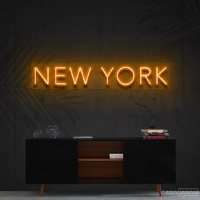 "New York" Neon Sign 60cm (2ft) / Orange / Cut to Shape by Neon Icons