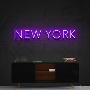 "New York" Neon Sign 60cm (2ft) / Purple / Cut to Shape by Neon Icons