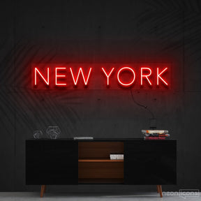 "New York" Neon Sign 60cm (2ft) / Red / Cut to Shape by Neon Icons