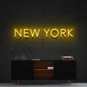 "New York" Neon Sign 60cm (2ft) / Yellow / Cut to Shape by Neon Icons