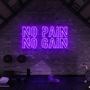 "No Pain No Gain" Neon Sign for Gyms & Fitness Studios 60cm (2ft) / Purple / LED Neon by Neon Icons