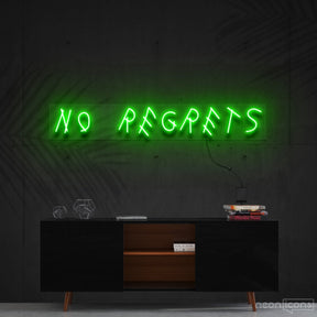 "No Regrets" Neon Sign 60cm (2ft) / Green / Cut to Shape by Neon Icons