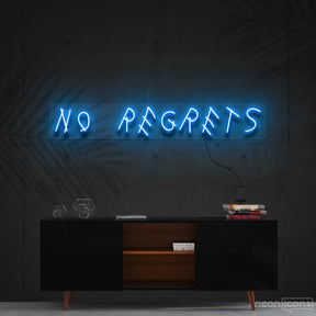 "No Regrets" Neon Sign 60cm (2ft) / Ice Blue / Cut to Shape by Neon Icons