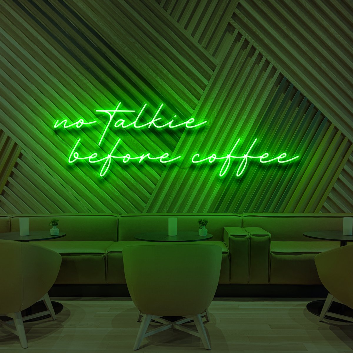 "No Talkie Before Coffee" Neon Sign for Cafés 90cm (3ft) / Green / LED Neon by Neon Icons