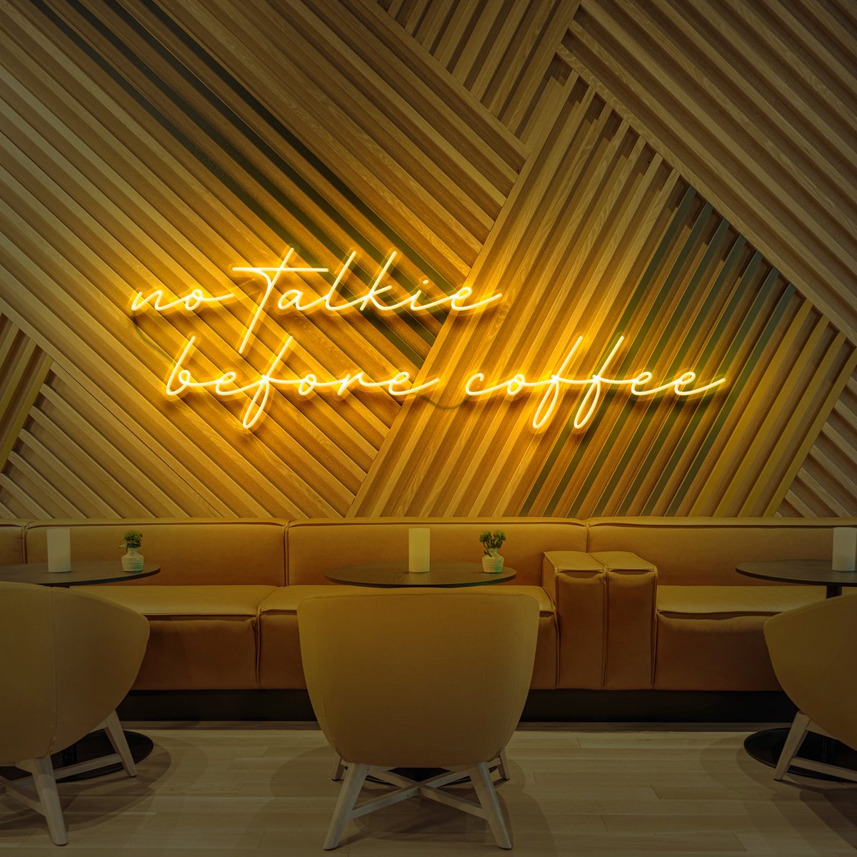 "No Talkie Before Coffee" Neon Sign for Cafés 90cm (3ft) / Yellow / LED Neon by Neon Icons