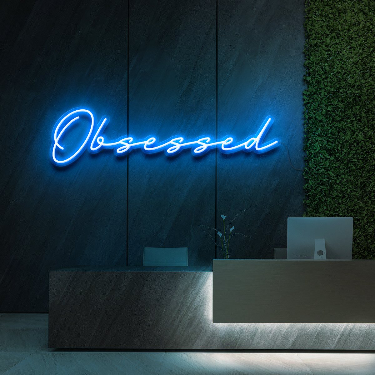"Obsessed" Neon Sign for Beauty Salons & Cosmetic Studios 90cm (3ft) / Ice Blue / LED Neon by Neon Icons