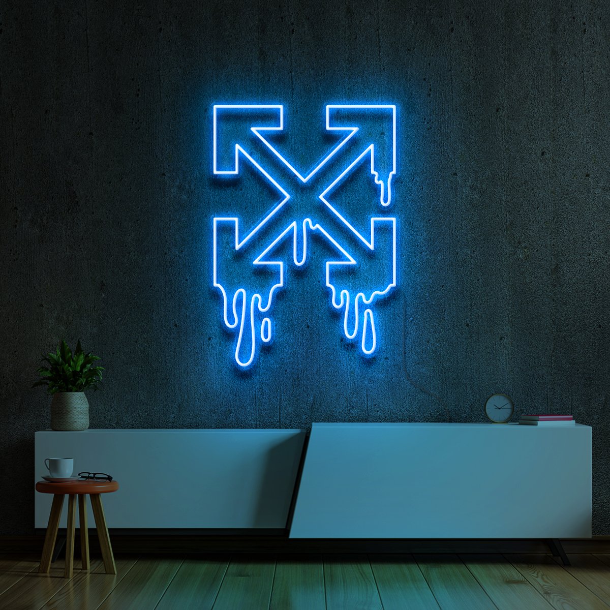 "Off-White Drip" Neon Sign 60cm (2ft) / Ice Blue / LED Neon by Neon Icons