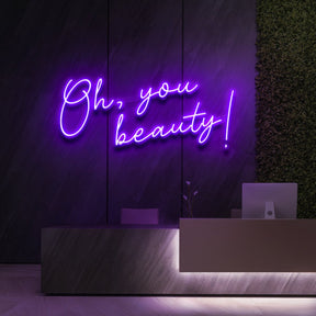 "Oh, You Beauty!" Neon Sign for Beauty Salons & Cosmetic Studios 60cm (2ft) / Purple / LED Neon by Neon Icons