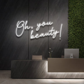 "Oh, You Beauty!" Neon Sign for Beauty Salons & Cosmetic Studios 60cm (2ft) / White / LED Neon by Neon Icons