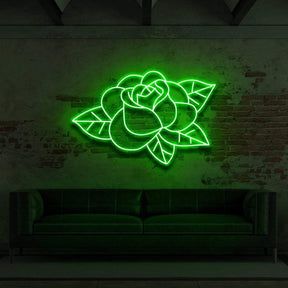 "Old School Rose" Neon Sign for Tattoo Parlours 60cm (2ft) / Green / LED Neon by Neon Icons