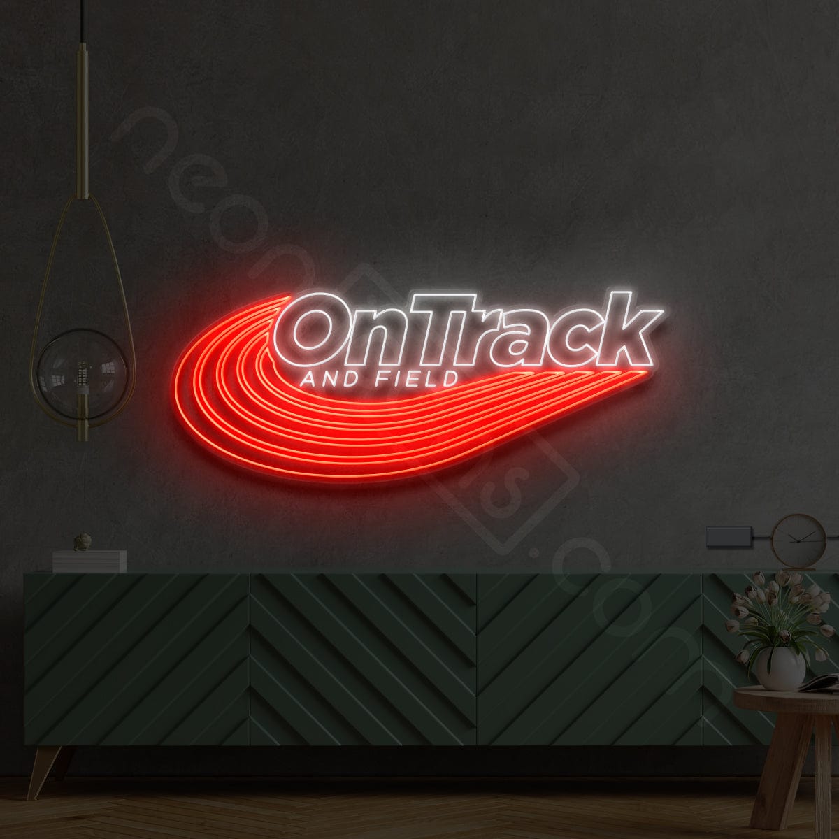 "On Track & Field" Custom Neon Sign