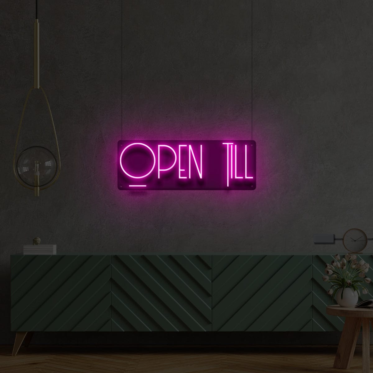 "Open Till" Custom Neon Sign