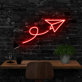 "Paper Plane" Neon Sign 40cm (1.3ft) / Red / LED Neon by Neon Icons