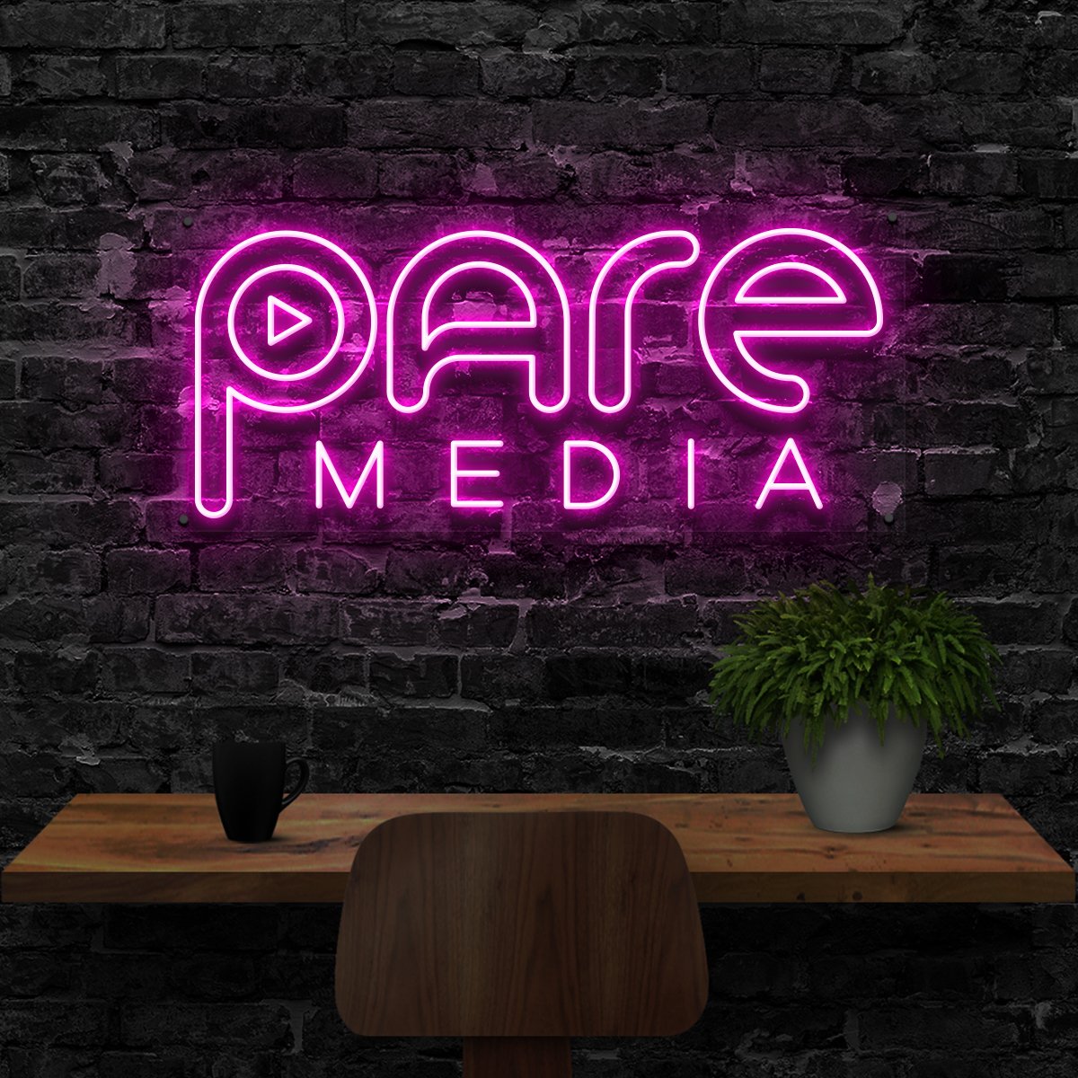 "Pare Media" Custom Neon Sign