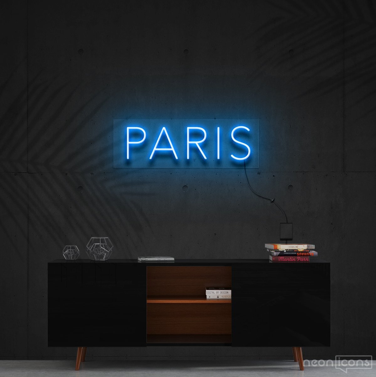 "Paris" Neon Sign 60cm (2ft) / Ice Blue / Cut to Shape by Neon Icons