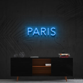 "Paris" Neon Sign 60cm (2ft) / Ice Blue / Cut to Shape by Neon Icons