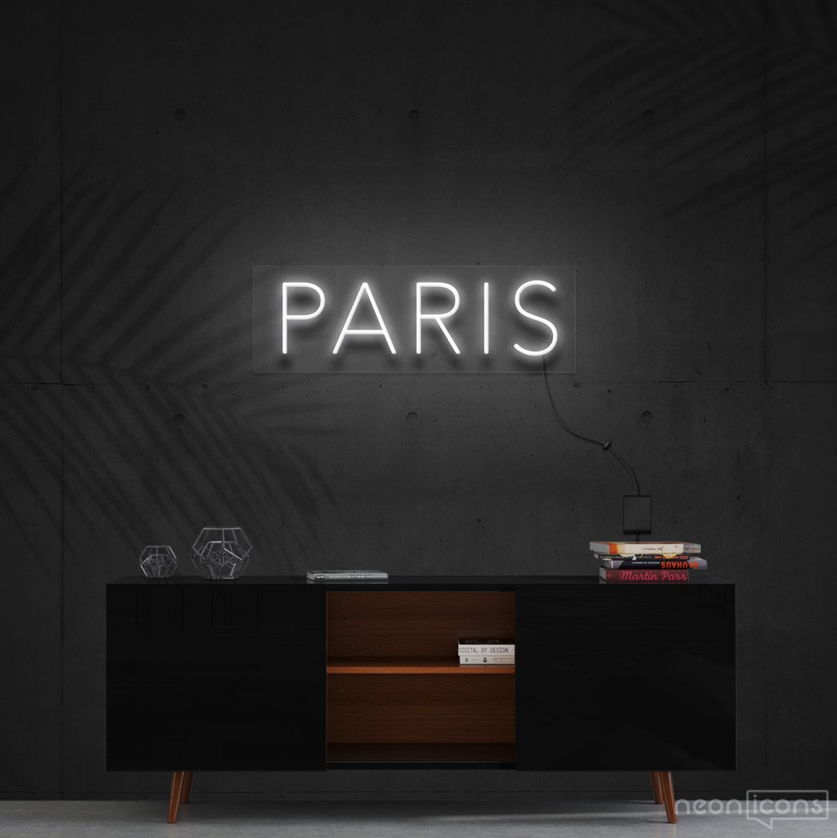 "Paris" Neon Sign 60cm (2ft) / White / Cut to Shape by Neon Icons