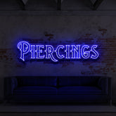 "Piercings" Neon Sign for Tattoo Parlours 90cm (3ft) / Blue / LED Neon by Neon Icons