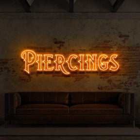 "Piercings" Neon Sign for Tattoo Parlours 90cm (3ft) / Orange / LED Neon by Neon Icons