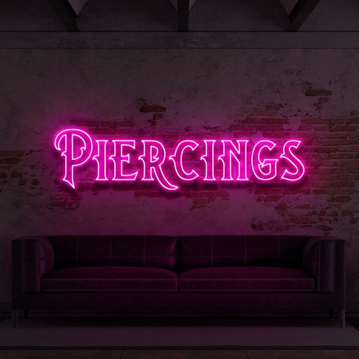 "Piercings" Neon Sign for Tattoo Parlours 90cm (3ft) / Pink / LED Neon by Neon Icons