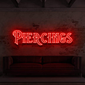 "Piercings" Neon Sign for Tattoo Parlours 90cm (3ft) / Red / LED Neon by Neon Icons