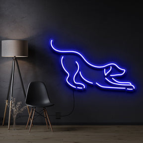 "Playful Dog" Pet Neon Sign 60cm / Blue / Cut to Shape by Neon Icons