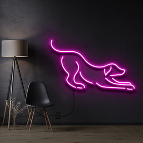 "Playful Dog" Pet Neon Sign 60cm / Pink / Cut to Shape by Neon Icons