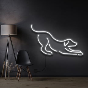 "Playful Dog" Pet Neon Sign 60cm / White / Cut to Shape by Neon Icons