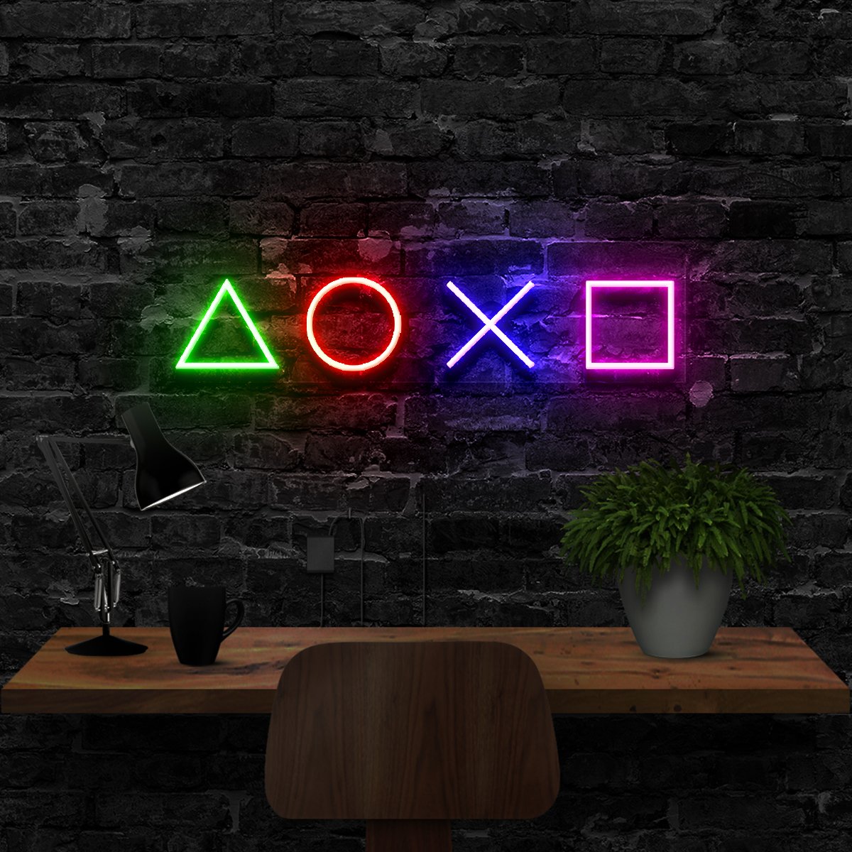 "Playstation Controls" Multicolour Neon Sign 40cm (1.3ft) / Multicolour / LED Neon by Neon Icons