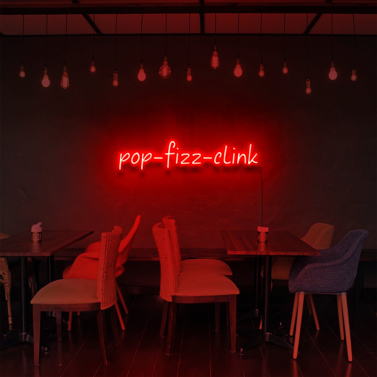 "Pop Fizz Clink" Neon Sign for Bars & Restaurants 60cm (2ft) / Red / LED Neon by Neon Icons