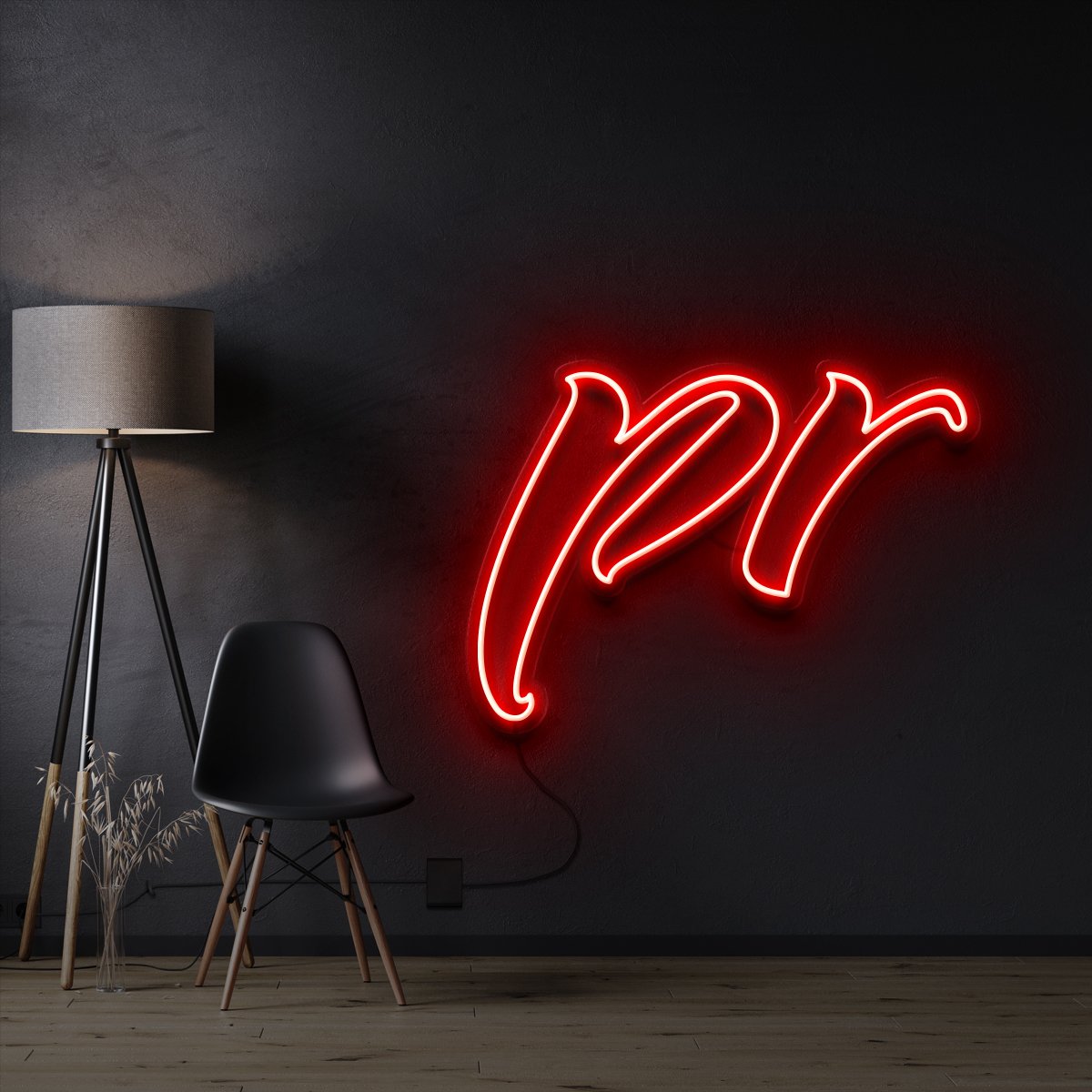 "PR" Custom Neon Sign For Brigitte 90cm x 65cm / Red / Cut to Shape by Neon Icons