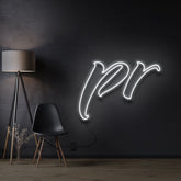 "PR" Custom Neon Sign For Brigitte 90cm x 65cm / White / Cut to Shape by Neon Icons