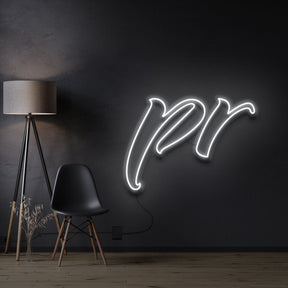 "PR" Custom Neon Sign For Brigitte 90cm x 65cm / White / Cut to Shape by Neon Icons