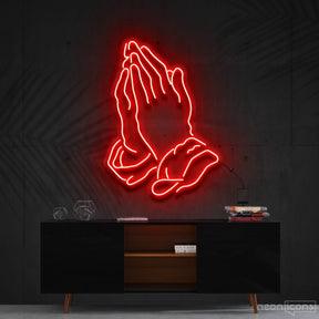 "Praying Hands" Neon Sign 90cm (3ft) / Red / Cut to Shape by Neon Icons