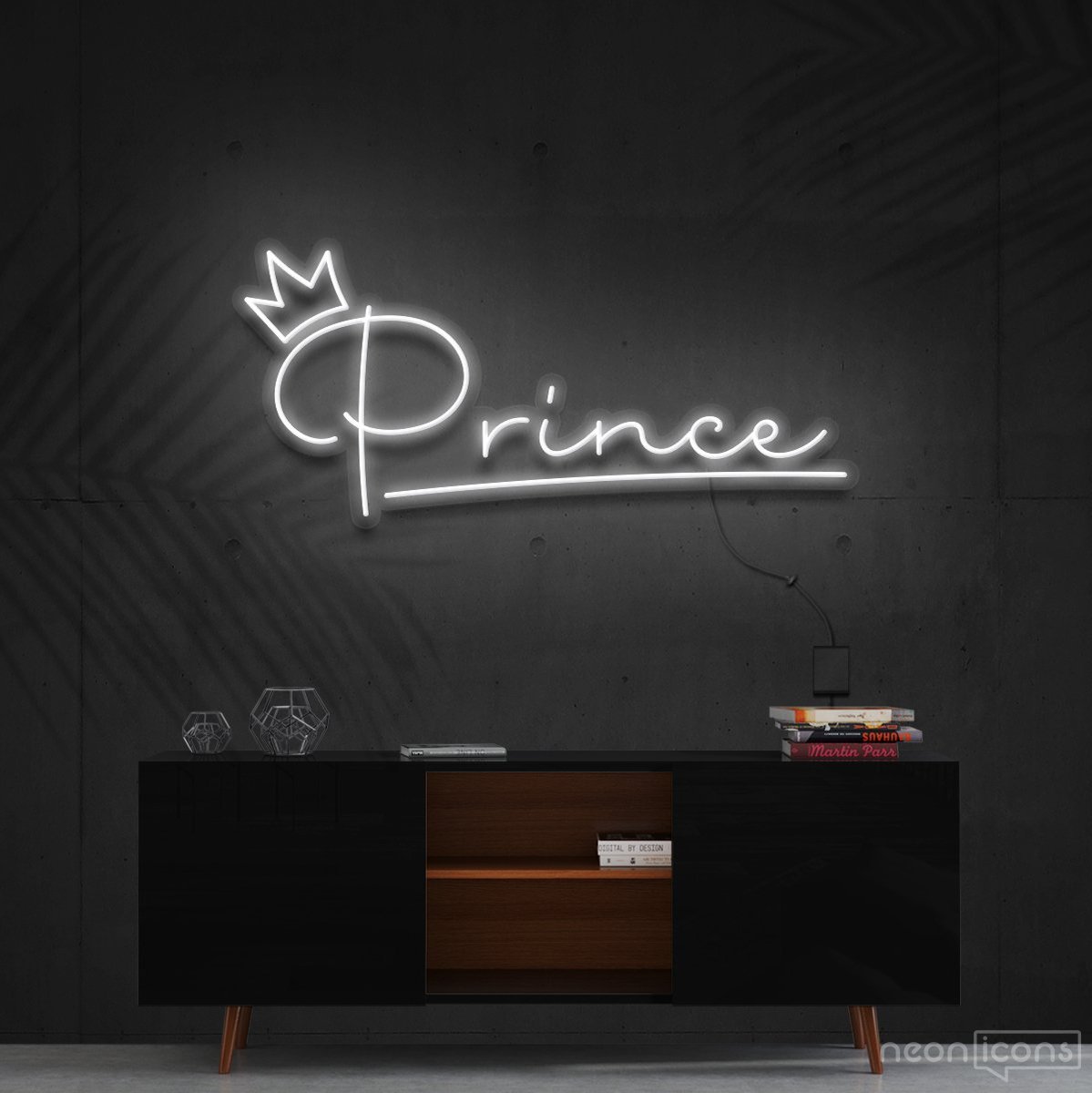 "Prince" Neon Sign 60cm (2ft) / White / Cut to Shape by Neon Icons