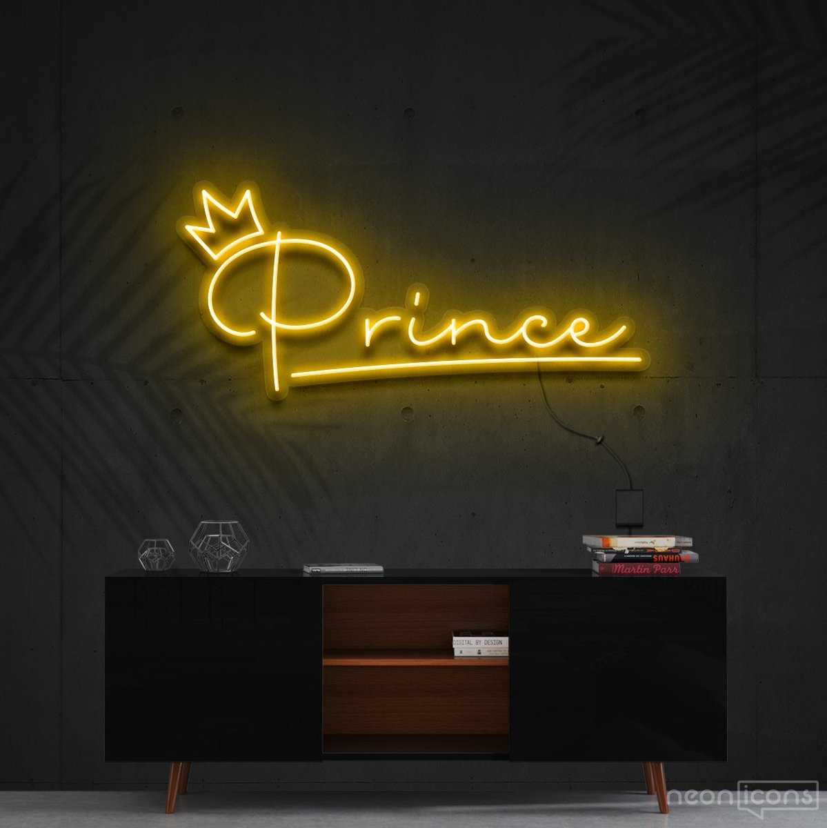 "Prince" Neon Sign 60cm (2ft) / Yellow / Cut to Shape by Neon Icons