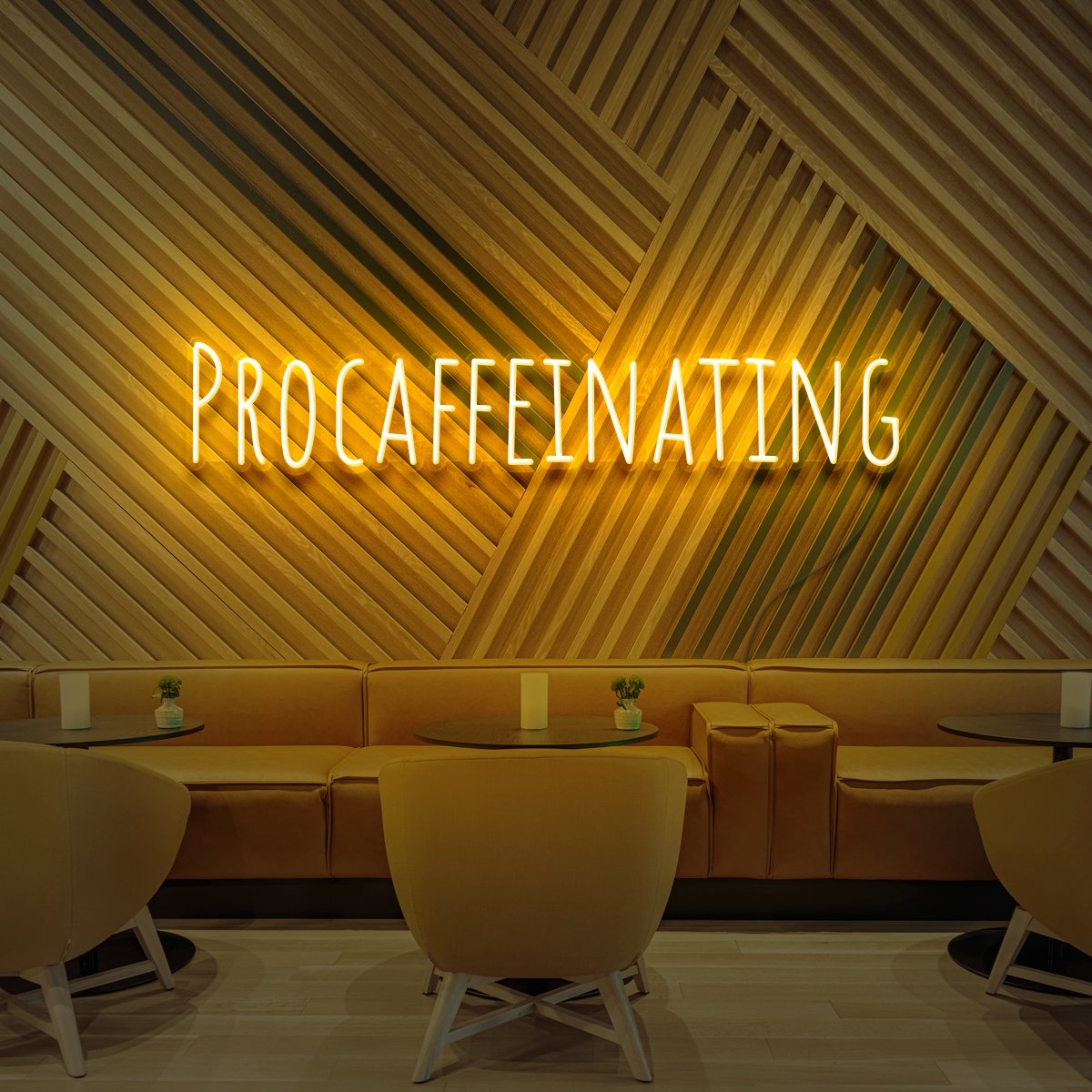 "Procaffeinating" Neon Sign for Cafés by Neon Icons