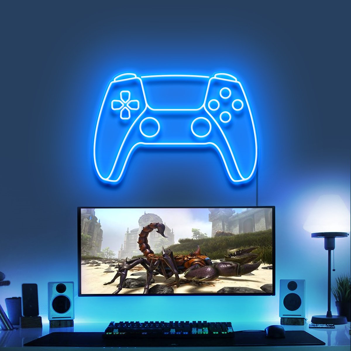 "PS5 Controller" Gaming Neon Sign 60cm/2ft / Ice Blue / LED Neon by Neon Icons