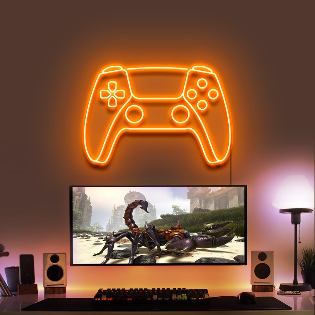 "PS5 Controller" Gaming Neon Sign 60cm/2ft / Orange / LED Neon by Neon Icons