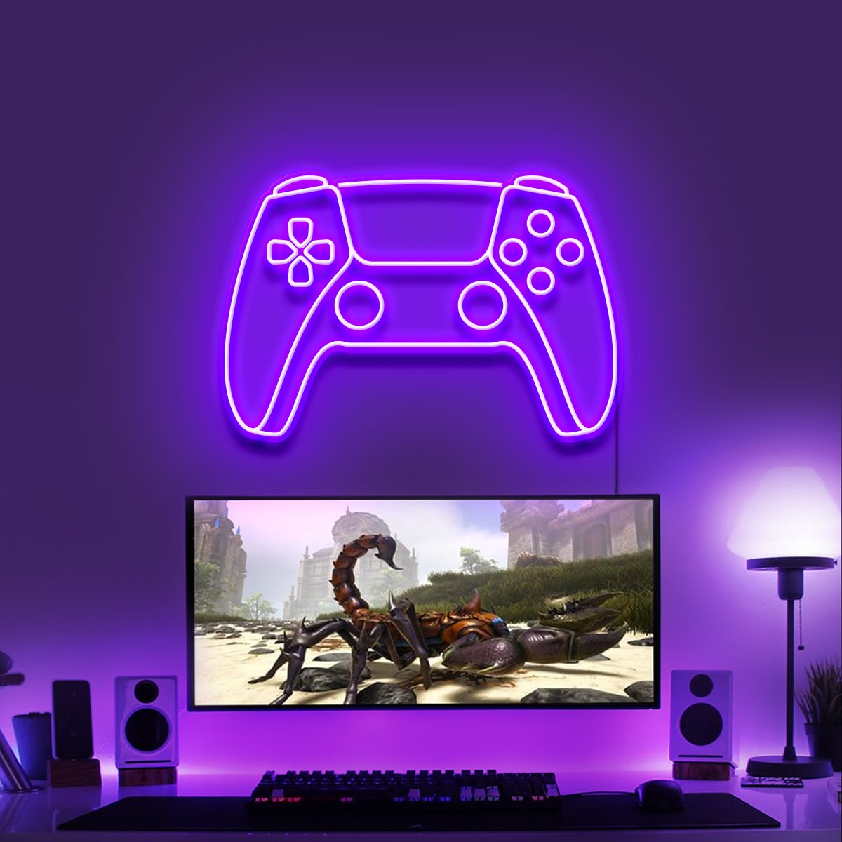 "PS5 Controller" Gaming Neon Sign 60cm/2ft / Purple / LED Neon by Neon Icons