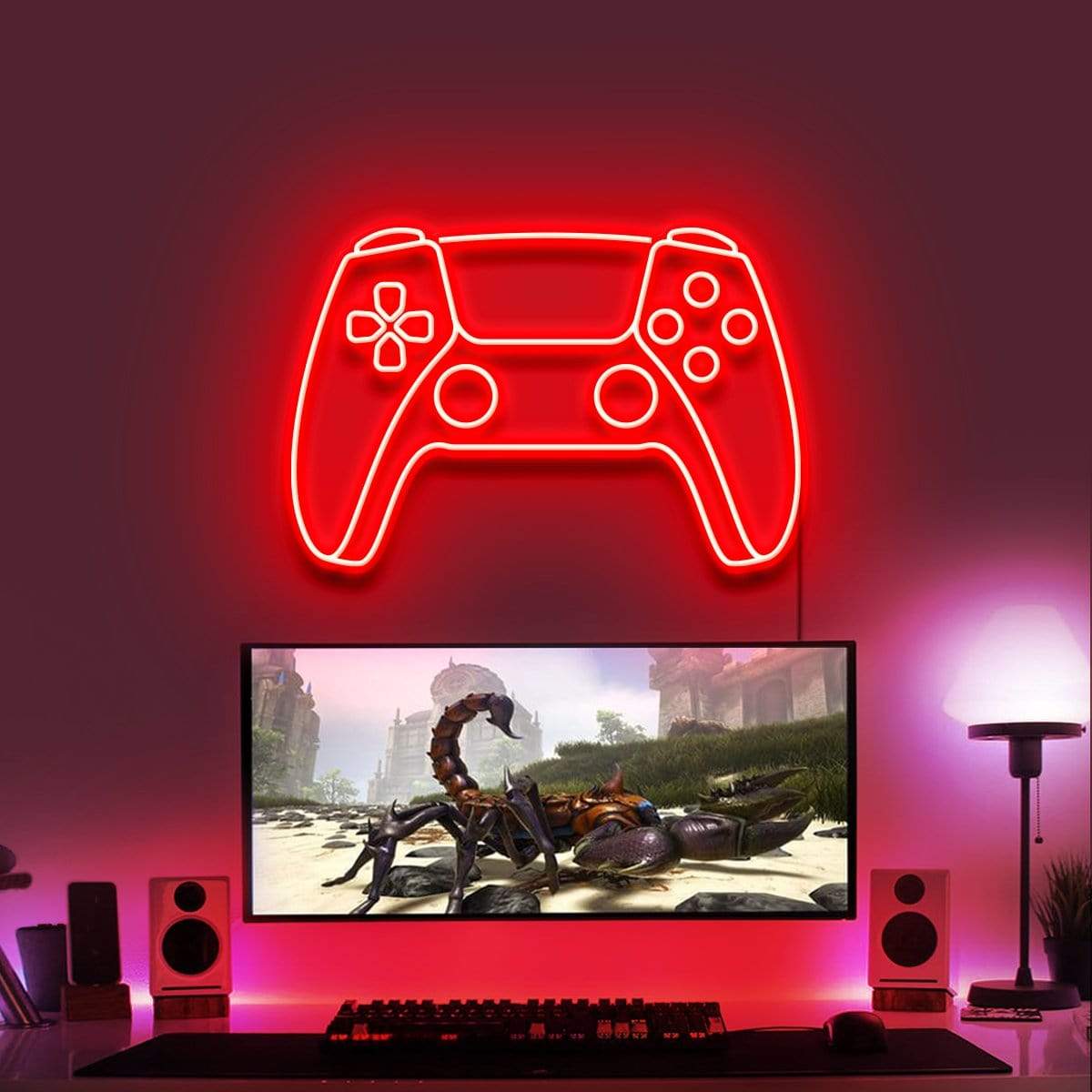 "PS5 Controller" Gaming Neon Sign 60cm/2ft / Red / LED Neon by Neon Icons