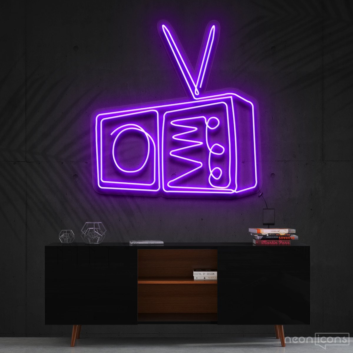 "Retrovision" Neon Sign 60cm (2ft) / Purple / Cut to Shape by Neon Icons