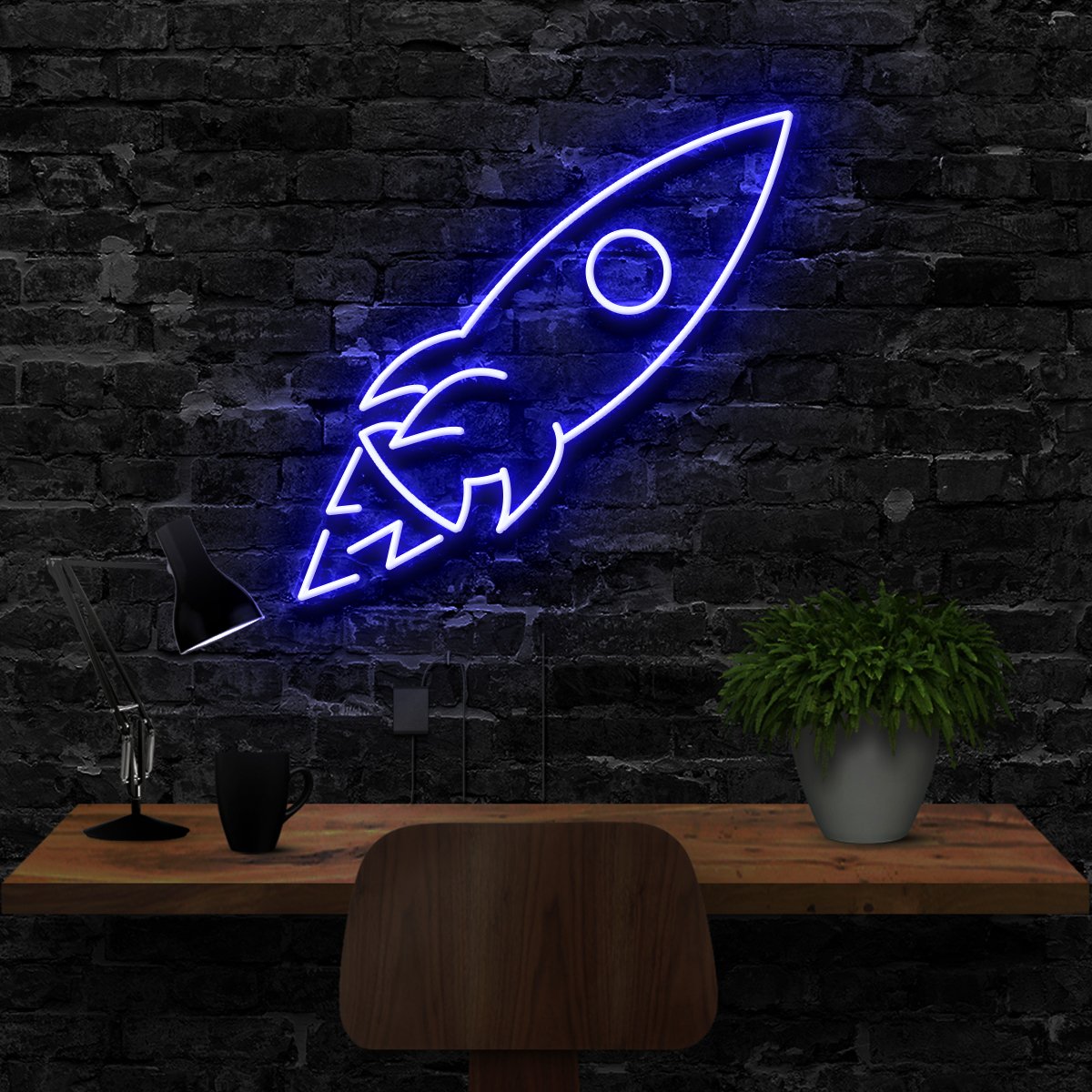 "Rocketship" Neon Sign 40cm (1.3ft) / Blue / LED Neon by Neon Icons