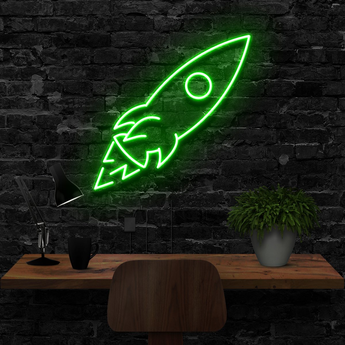 "Rocketship" Neon Sign 40cm (1.3ft) / Green / LED Neon by Neon Icons